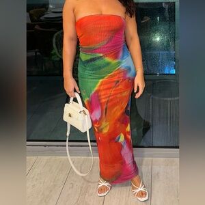 Vibrant Multicolor Strapless Dress